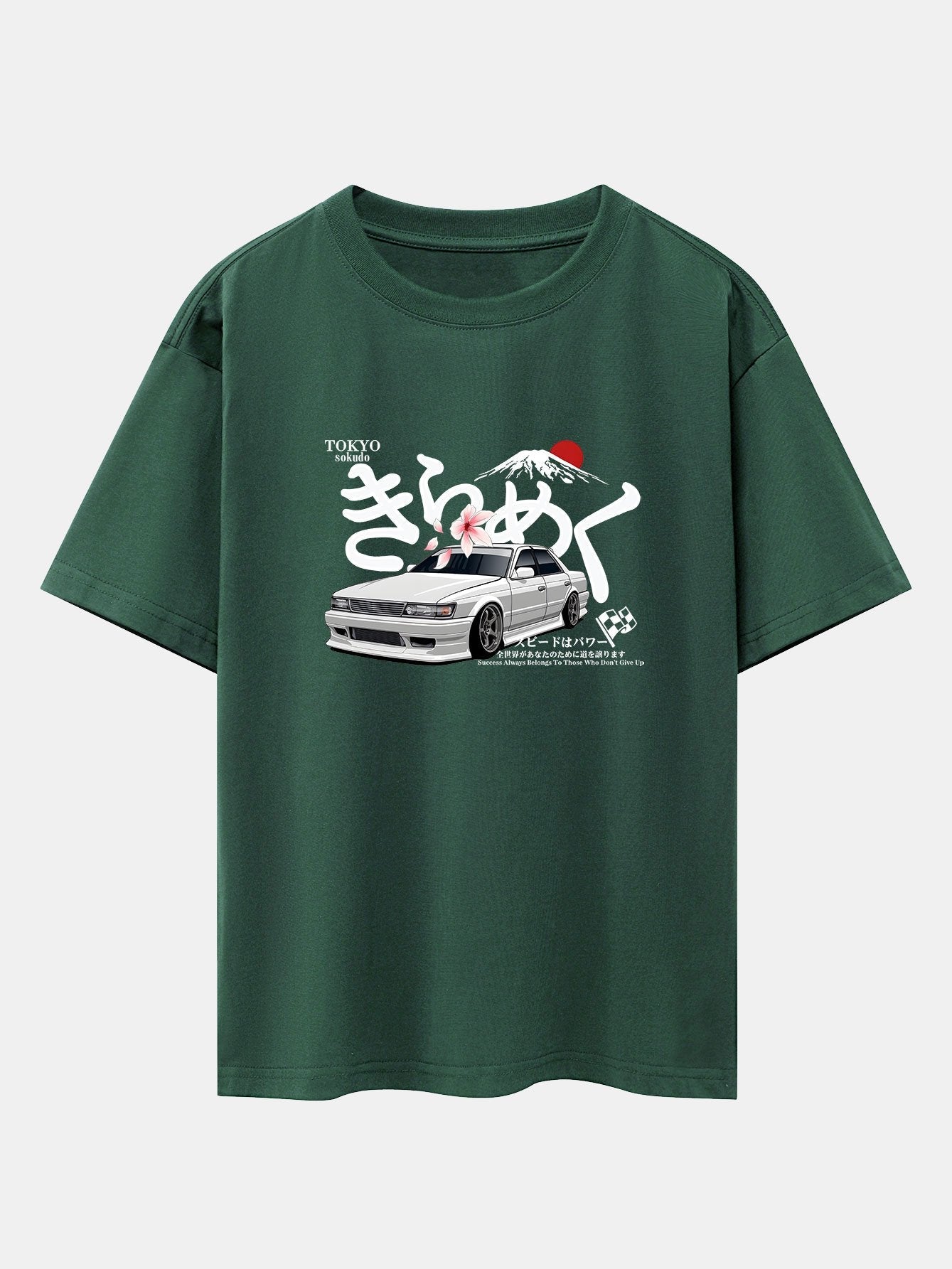 Tokyo Mt. Fuji Car Print Drop Shoulder Oversize T-Shirt