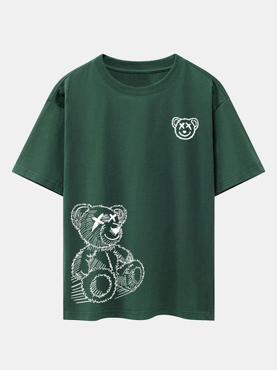 Cartoon Bear Print Drop Shoulder Oversize T-Shirt