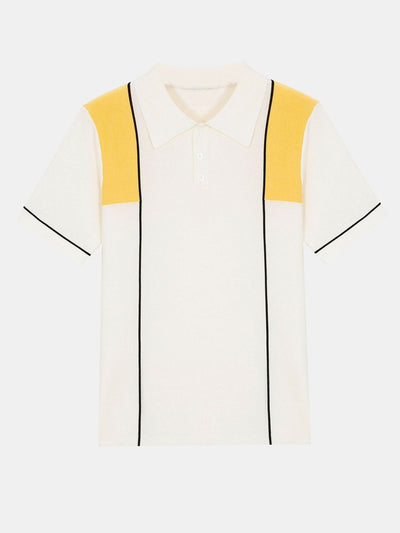 Striped Color Block Short Sleeve Sweater Polo
