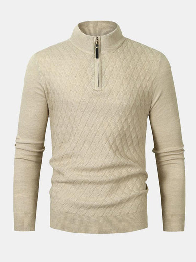Diamond Mock Neck Quarter Zip Sweater