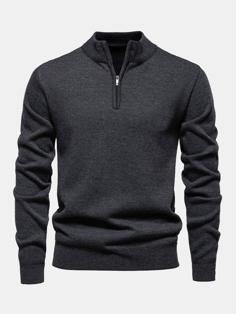 Relax Fit Zip Up Neck Sweater