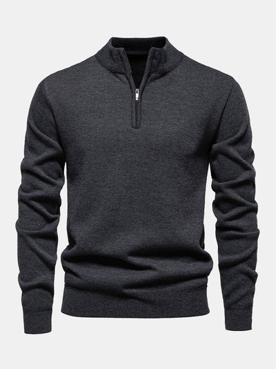 Relax Fit Zip Up Neck Sweater