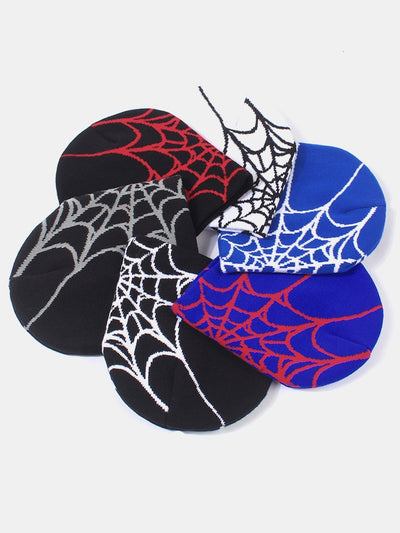 Spider Web Pattern Warm Knit Beanie Hat