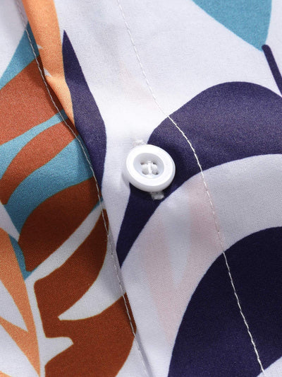 Colorful Leaf Print Button Up Shirt