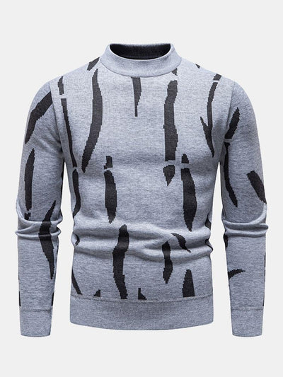 Abstract Print Mock Neck Sweater