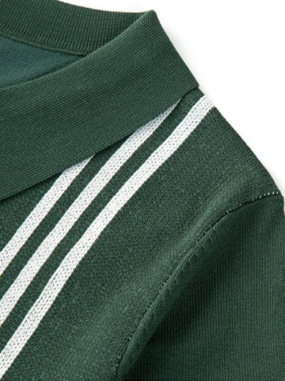 Striped Frame Short Sleeve Sweater Polo