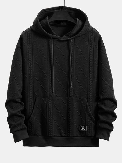 Relax Fit Geometric Jacquard Hoodie