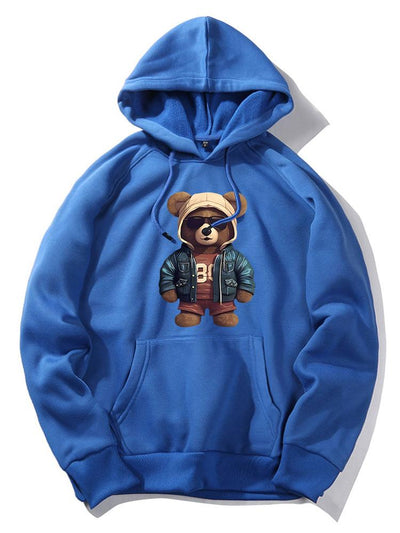 Bear In Leather Jacket Print Hoodie