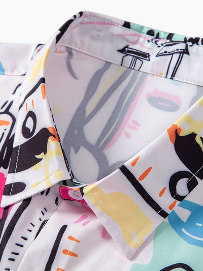 Graffiti Print Button Up Shirt