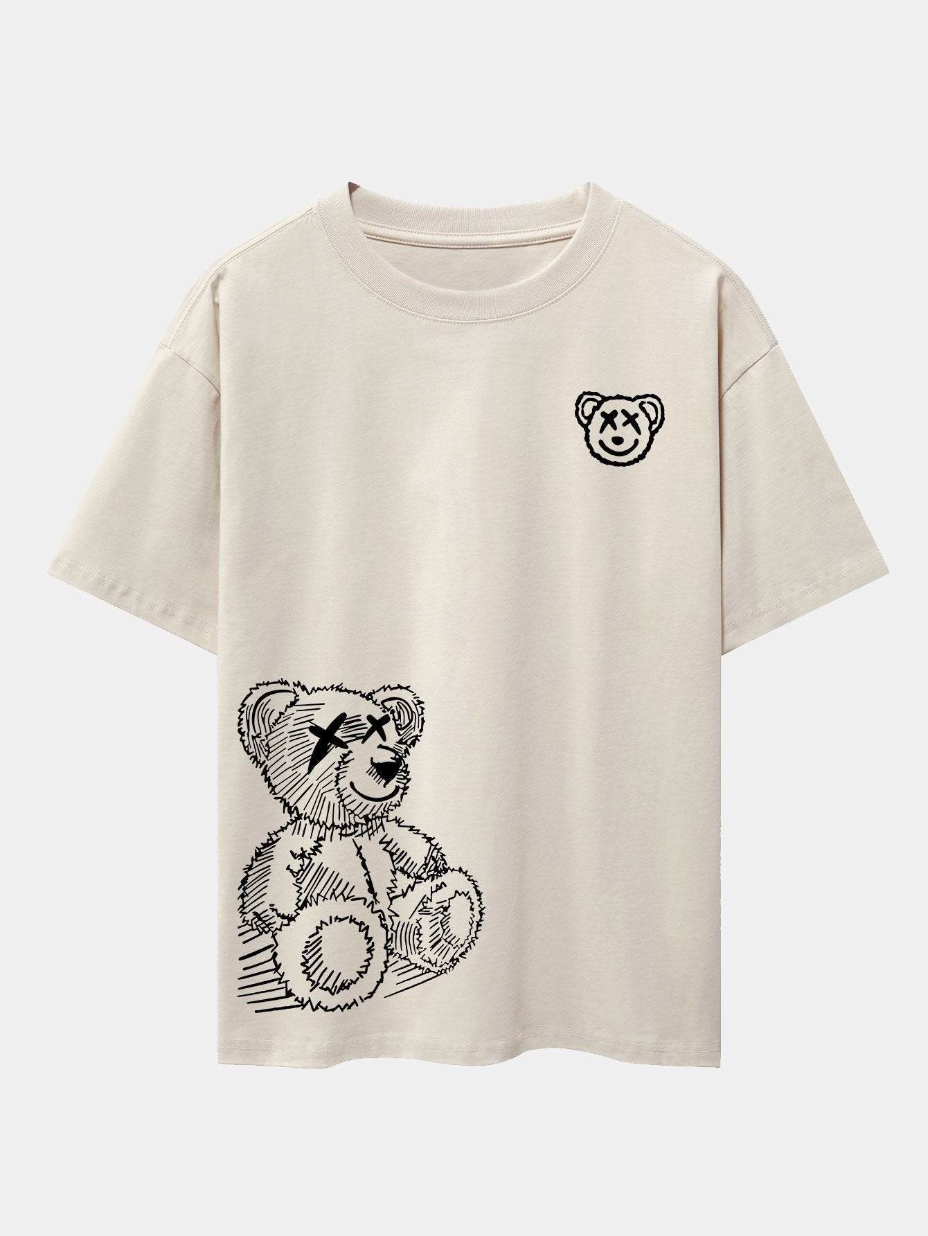 Cartoon Bear Print Drop Shoulder Oversize T-Shirt