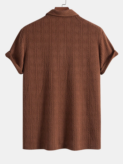 Knitted Rhombus Geometric Jacquard Polo