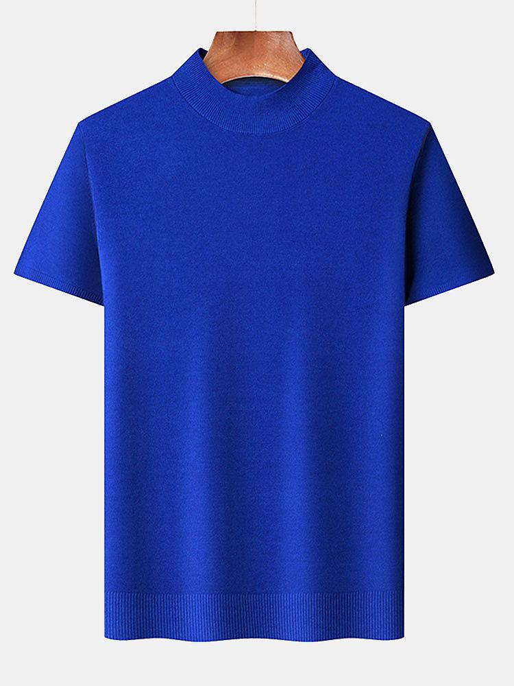 Short Sleeve Muscle Fit Mock Neck Sweater