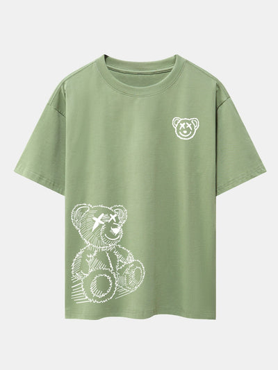 Cartoon Bear Print Drop Shoulder Oversize T-Shirt