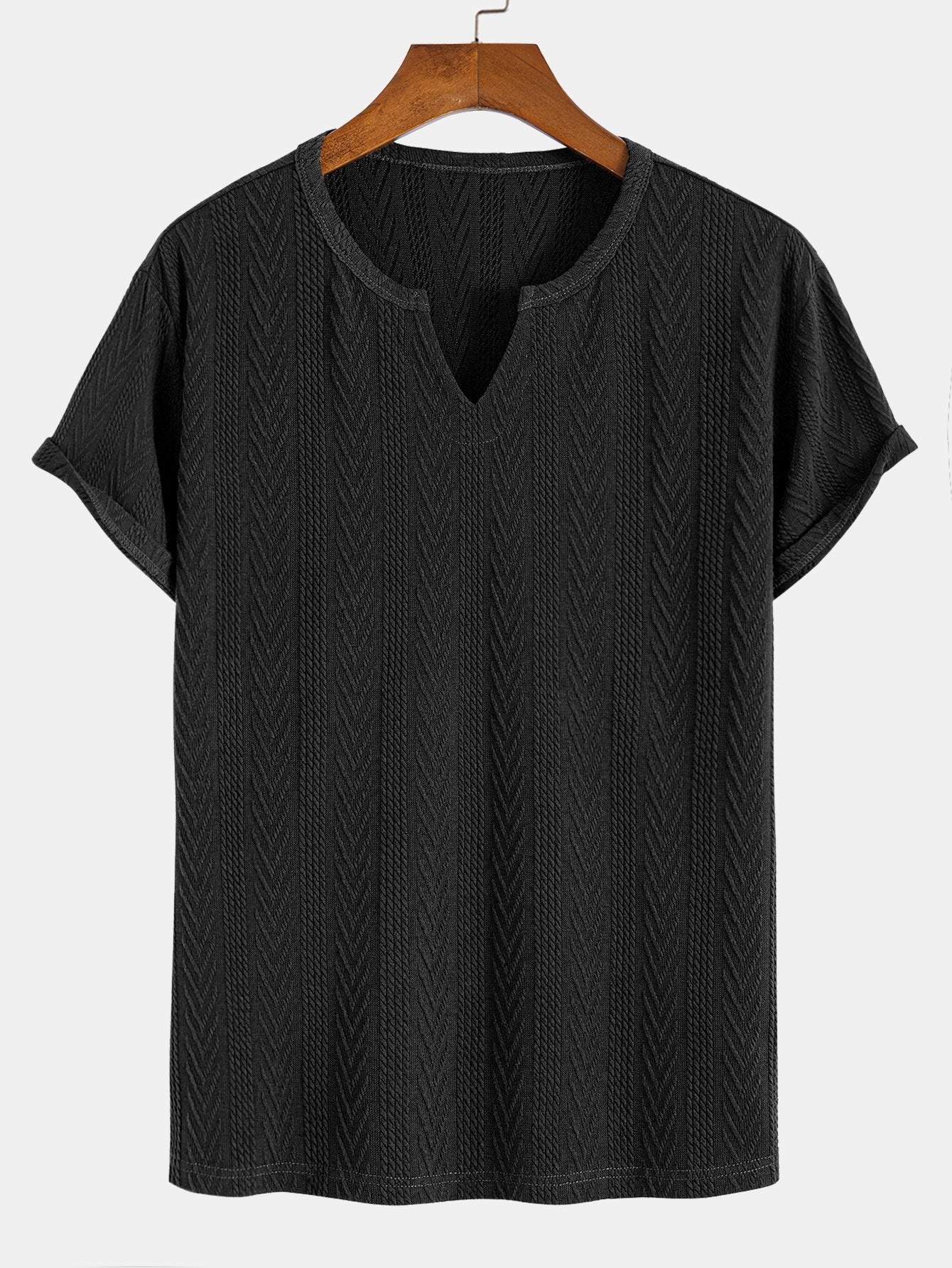 Muscle Fit Geometric Jacquard Notch T-Shirt