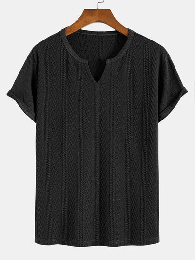 Muscle Fit Geometric Jacquard Notch T-Shirt