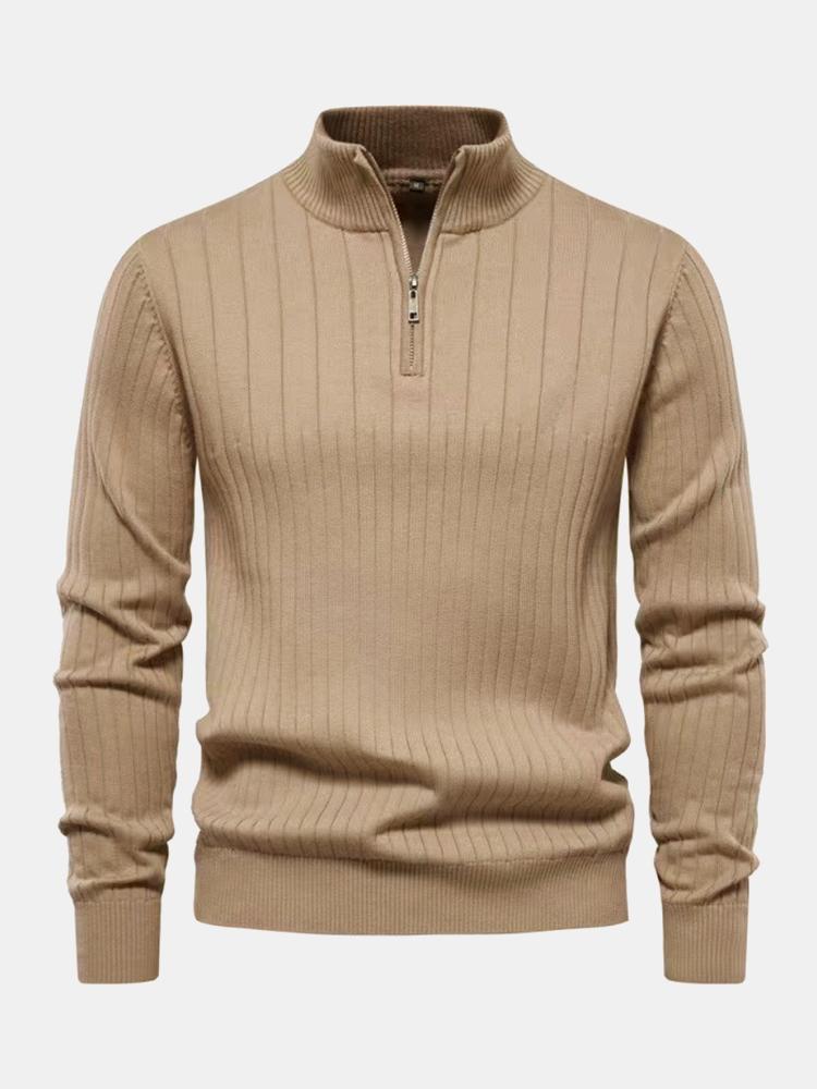 Man Stripe Half Zip Sweater