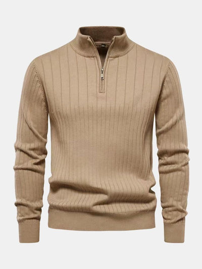 Man Stripe Half Zip Sweater