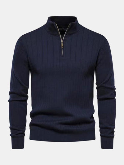 Man Stripe Half Zip Sweater