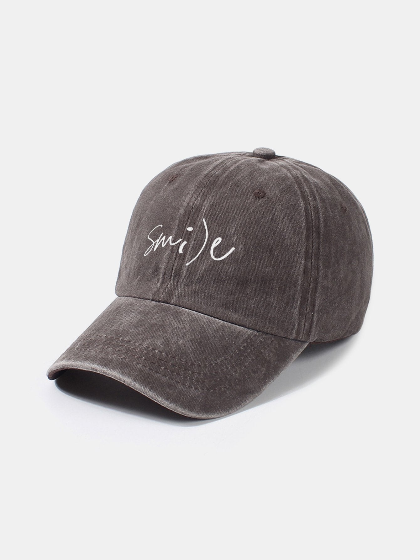 Keep Smiling Letter Casual Versatile Washed Cotton Baseball Cap