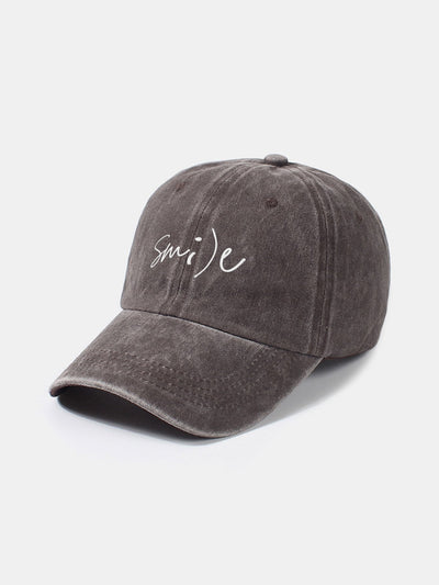 Keep Smiling Letter Casual Versatile Washed Cotton Baseball Cap