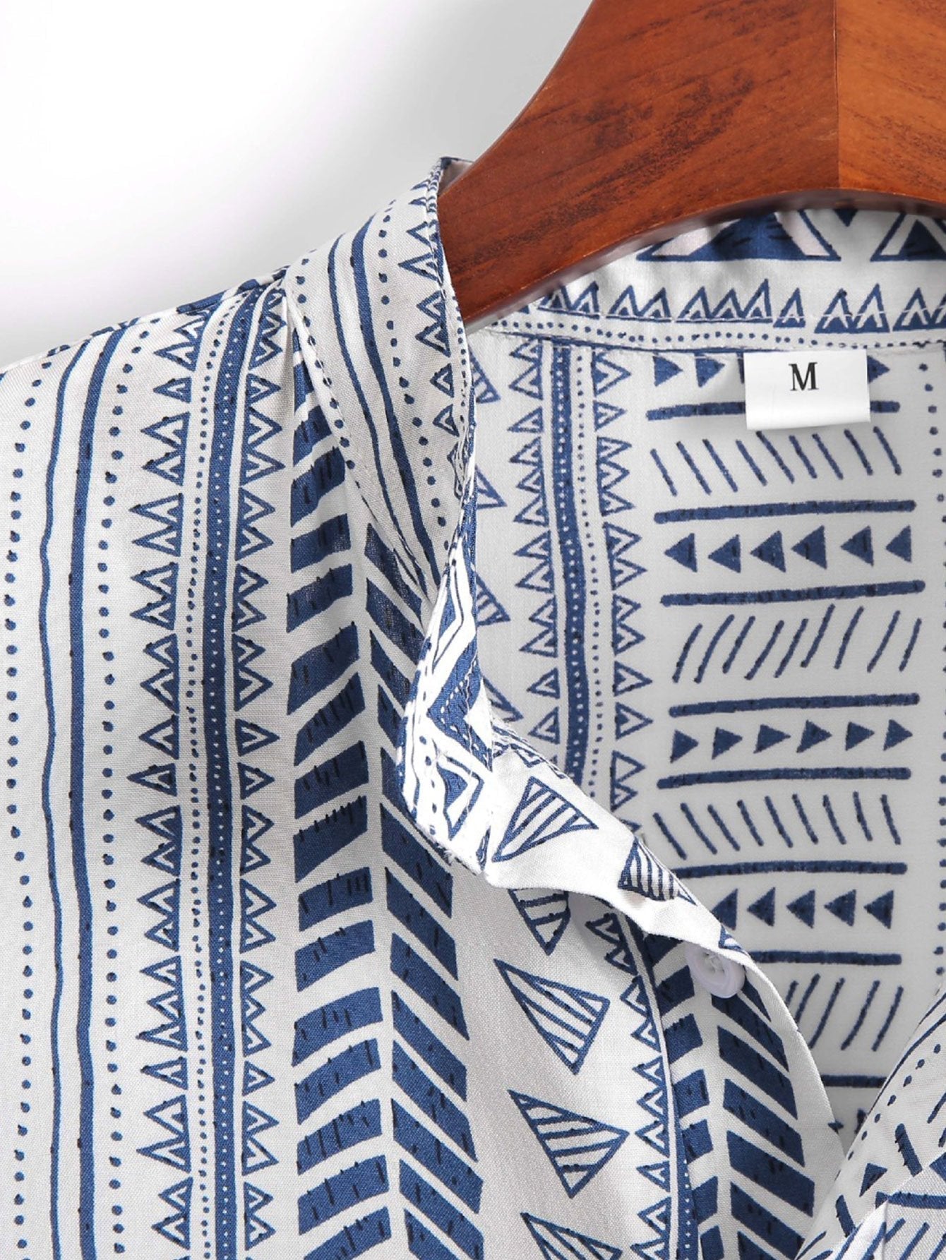 Tribal Geometric Print Half Placket Henley Collar Shirt