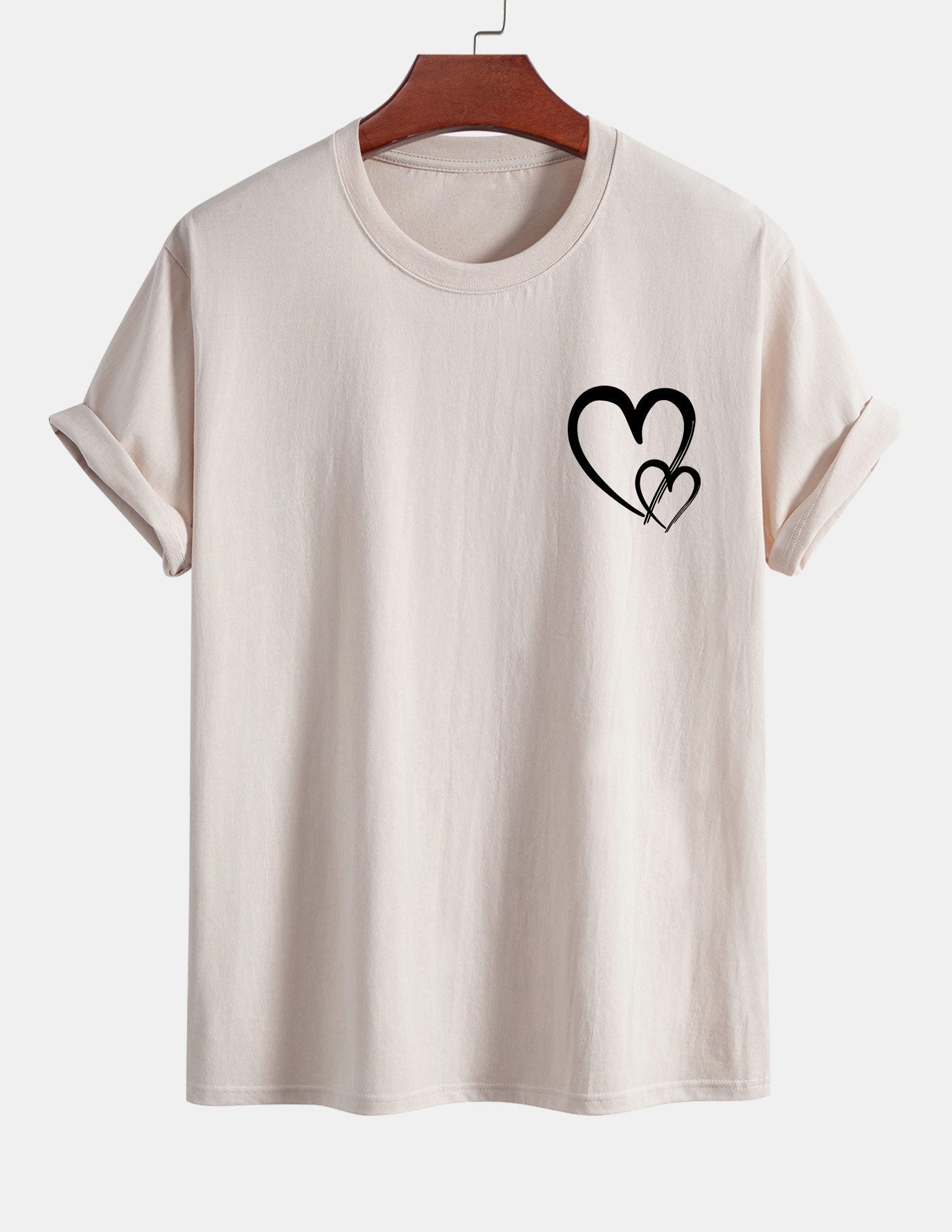 Regular Fit Heart Print Cotton T-Shirt