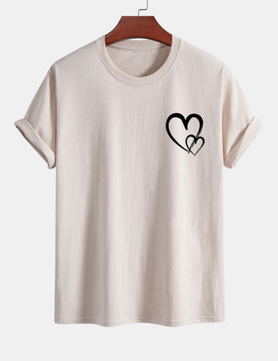 Regular Fit Heart Print Cotton T-Shirt