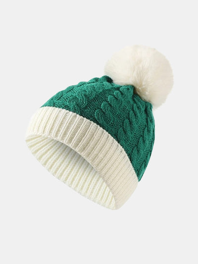 Jacquard Knit Beanie Hat With Pom Pom