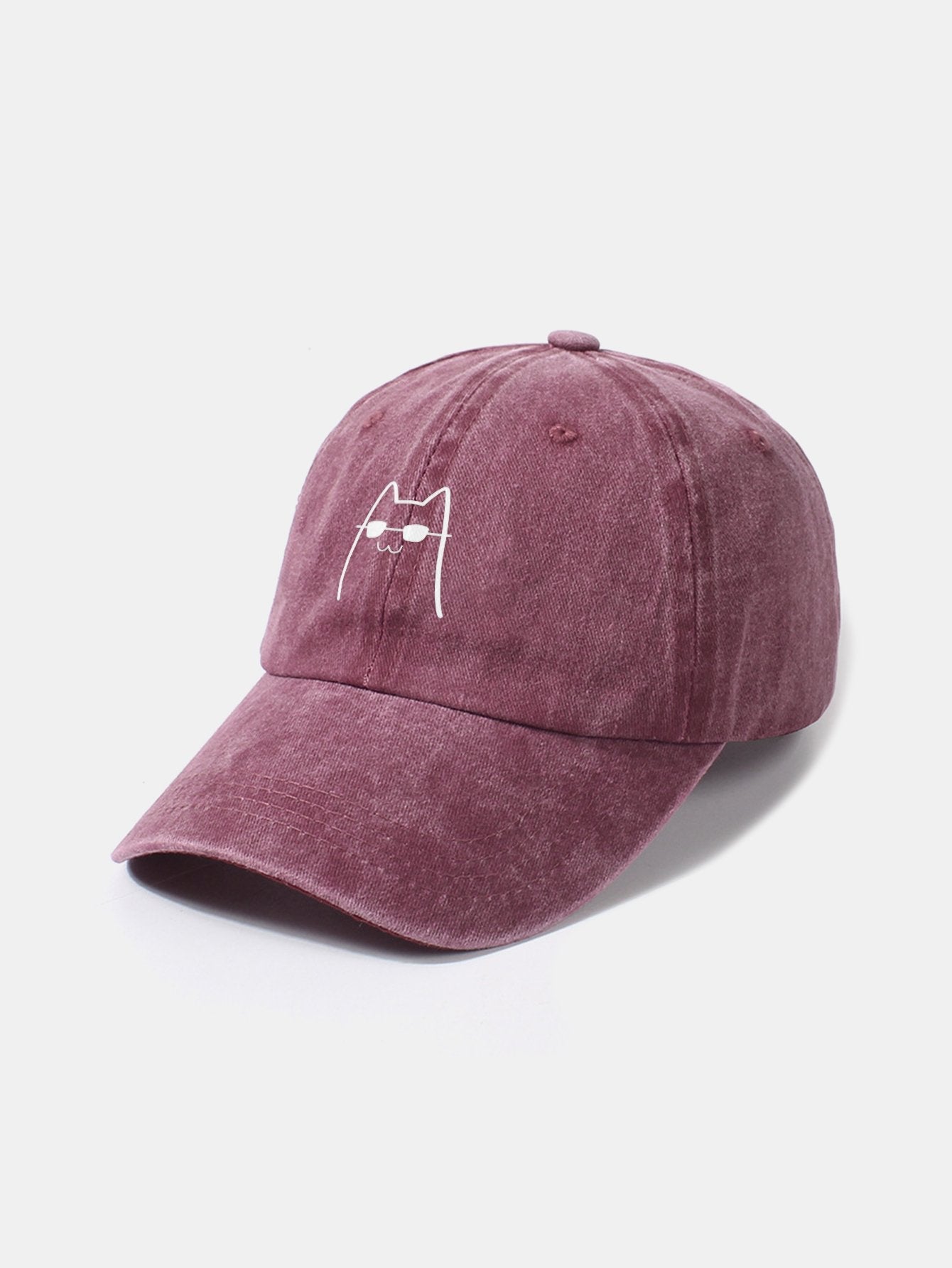 Sunglasses Cat Pattern Classic Retro Washed Distressed Cotton Baseball Cap