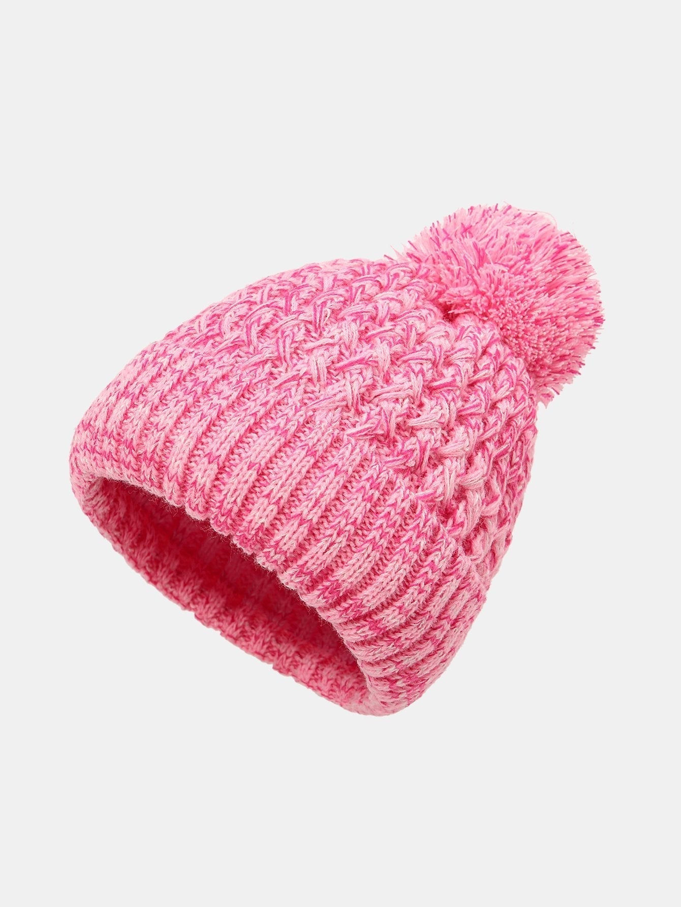 Jacquard Knit Beanie Hat With Pom Pom