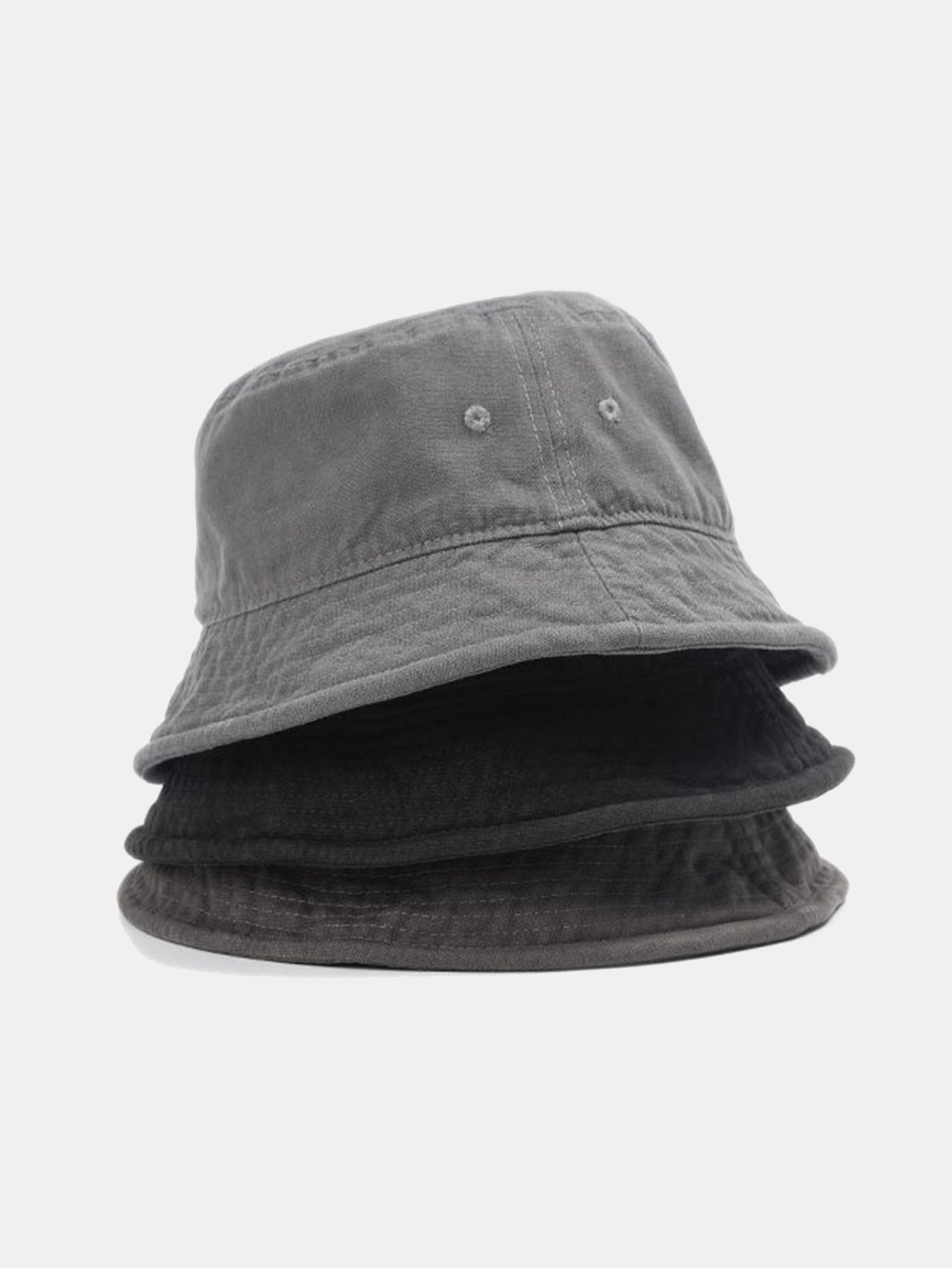 Hip Hop Solid Color Washed Distressed Bucket Hat