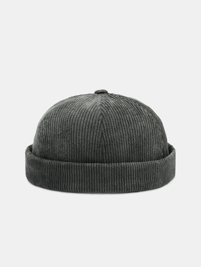 Hip Hop Stripe Corduroy Brimless Hat