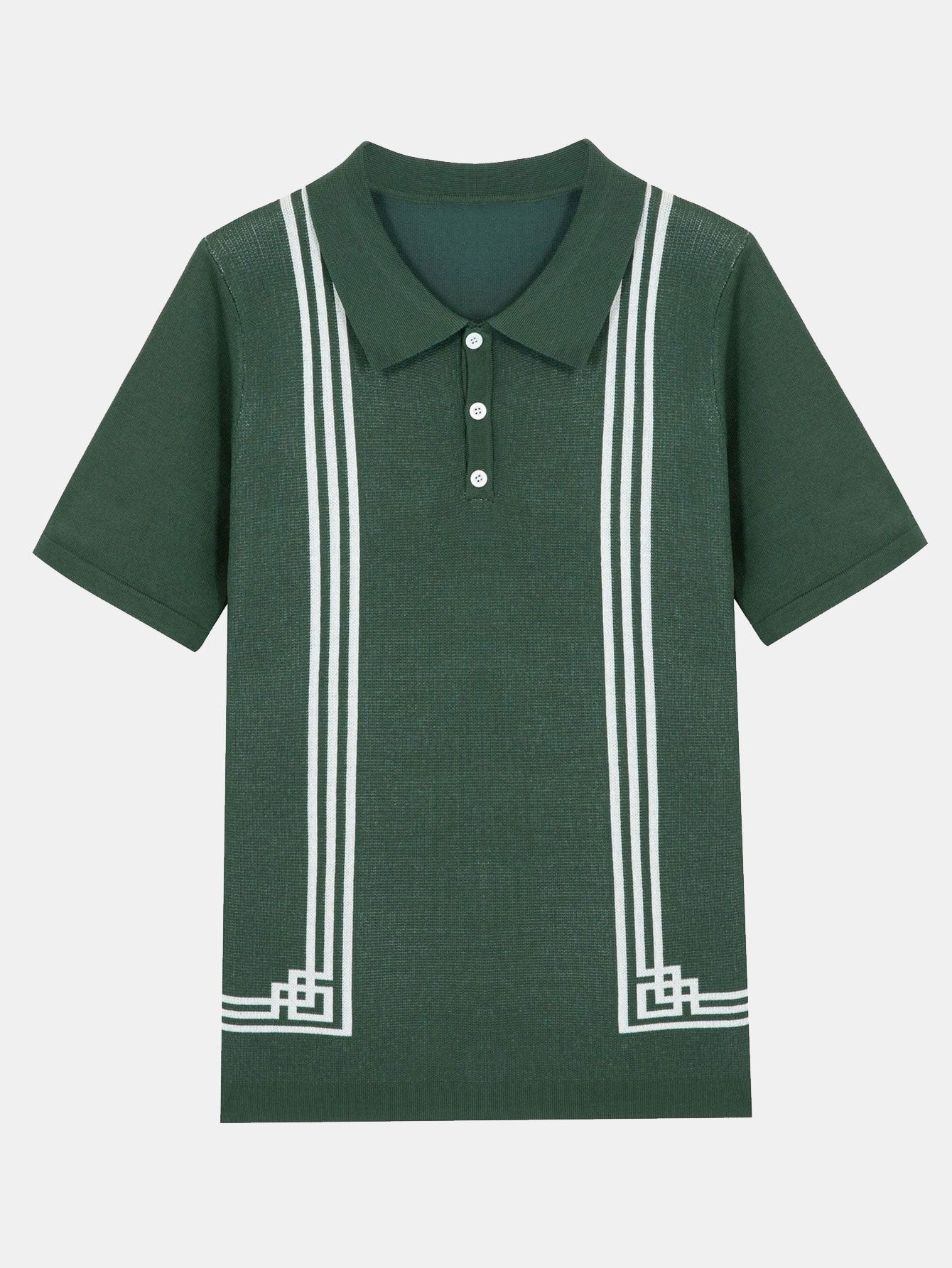 Striped Frame Short Sleeve Sweater Polo