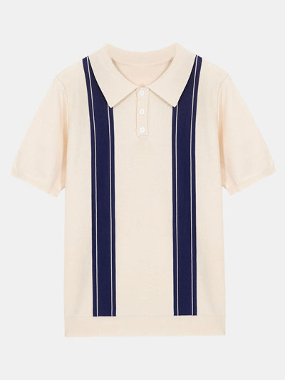 Striped Short Sleeve Sweater Polo