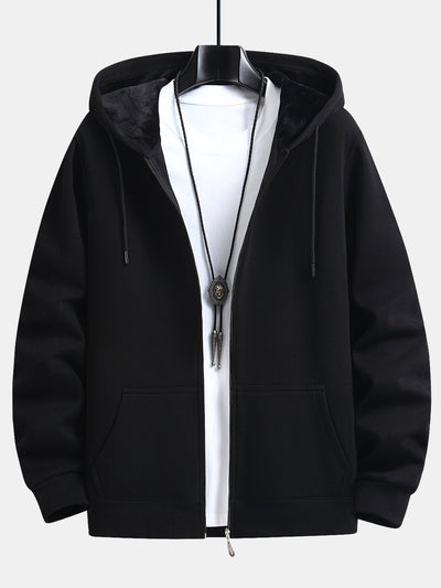 Plush Lined Relax Fit Zip Hoodie