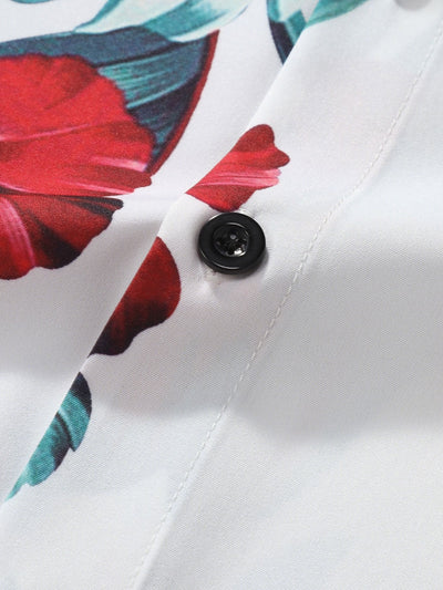 Tropical Floral Print Button Up Shirt