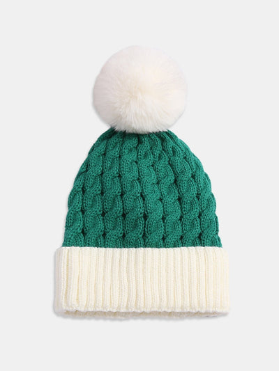 Jacquard Knit Beanie Hat With Pom Pom