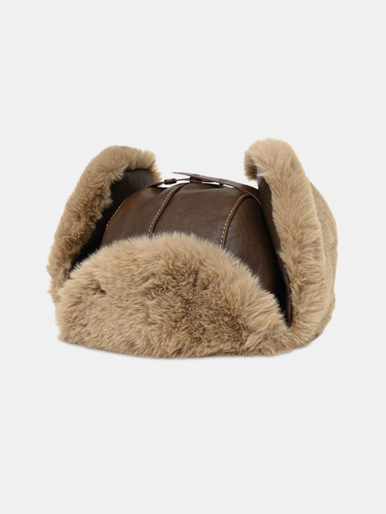 Faux Leather Plush  Aviator Trooper Trapper Hat