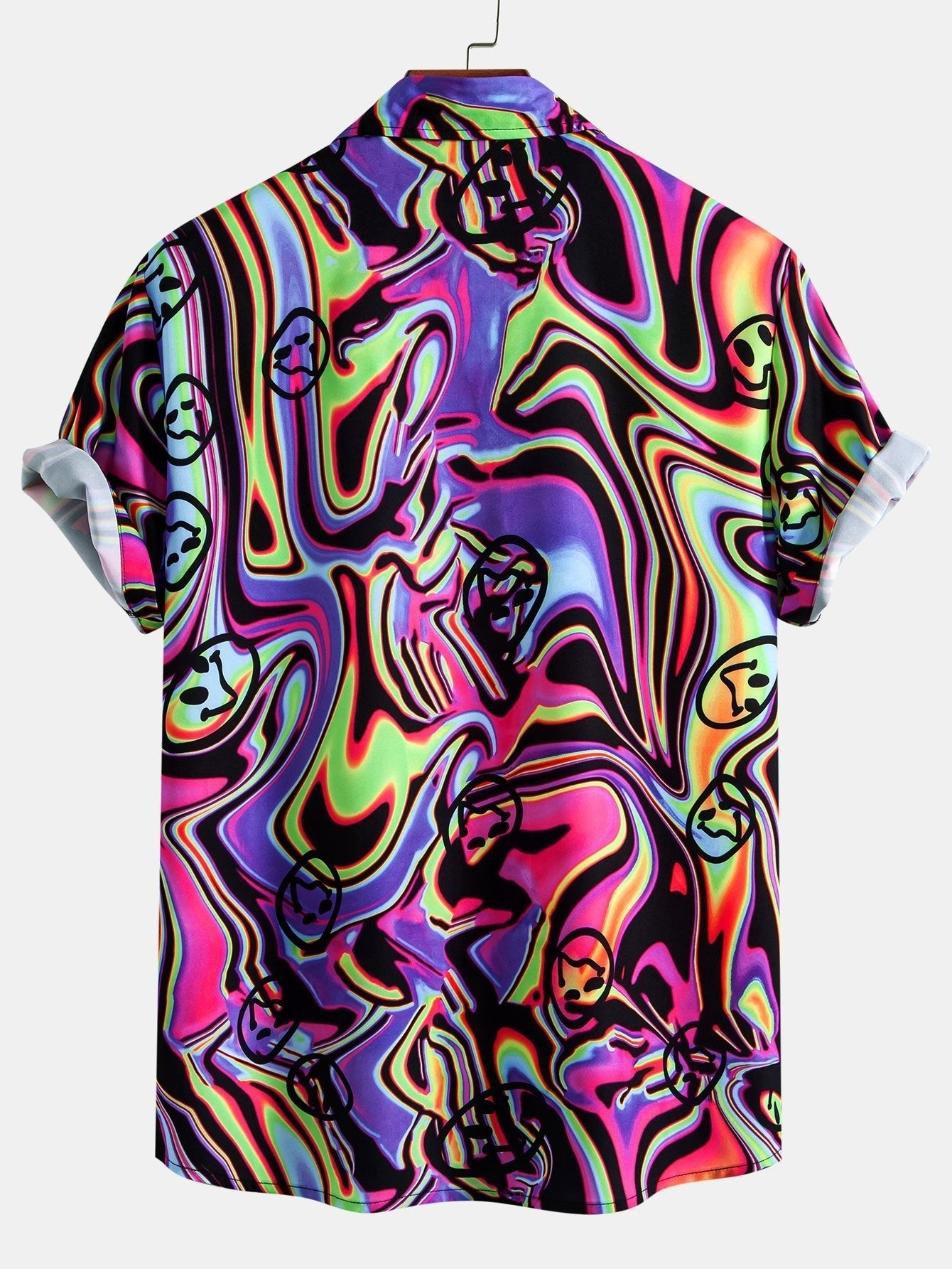 Colorful Fluid Smiley Print Button Up Shirt