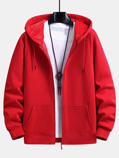 Plush Lined Relax Fit Zip Hoodie