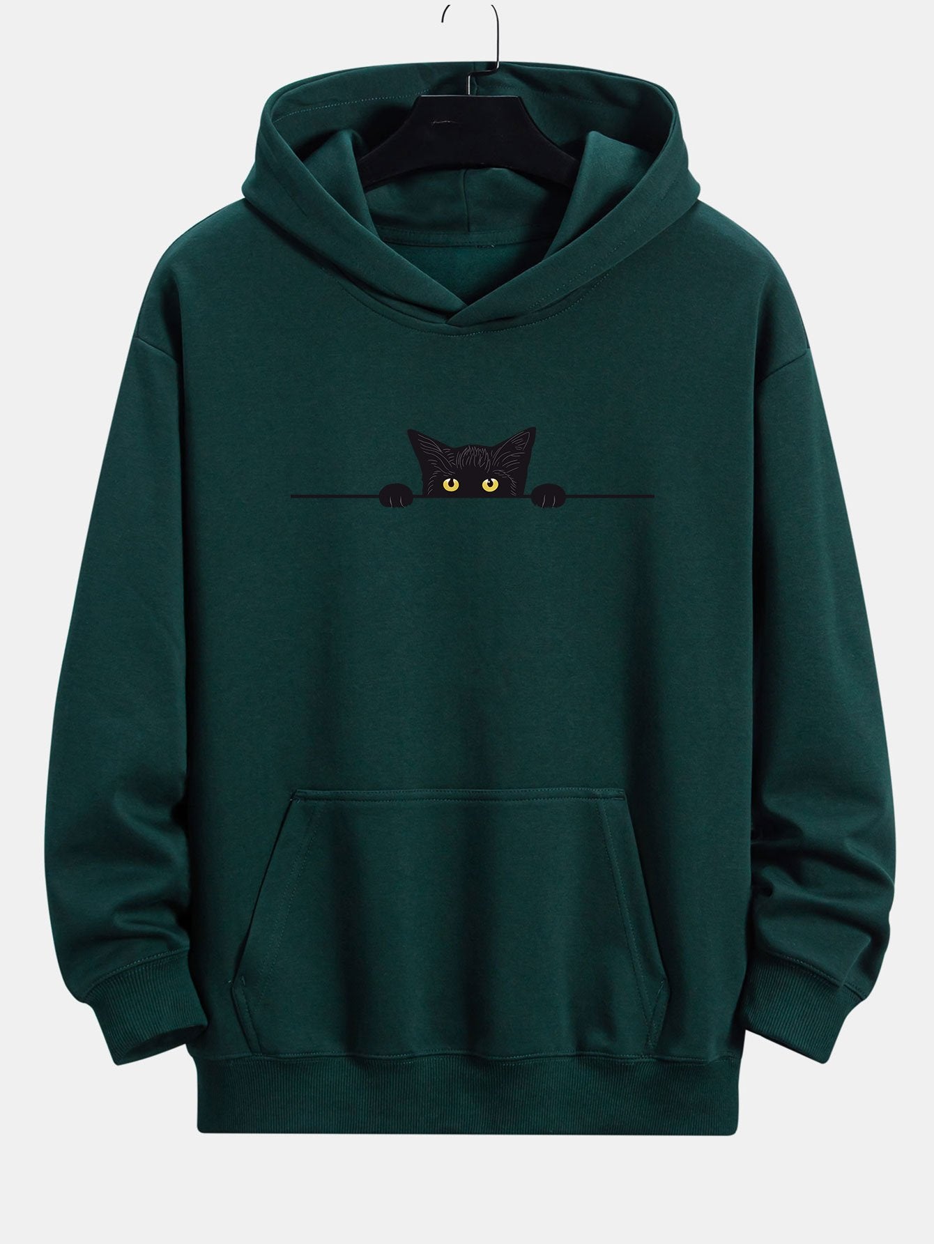 Black Cat Print Relax Fit Hoodie
