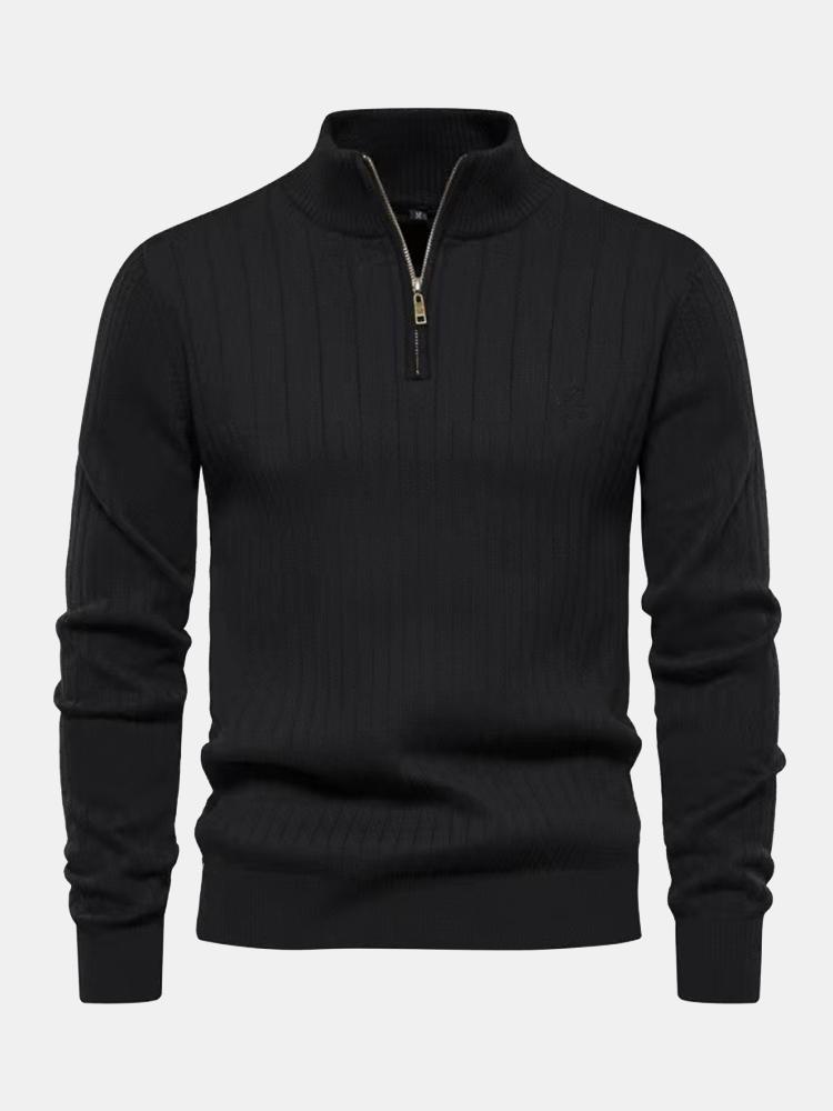 Man Stripe Half Zip Sweater