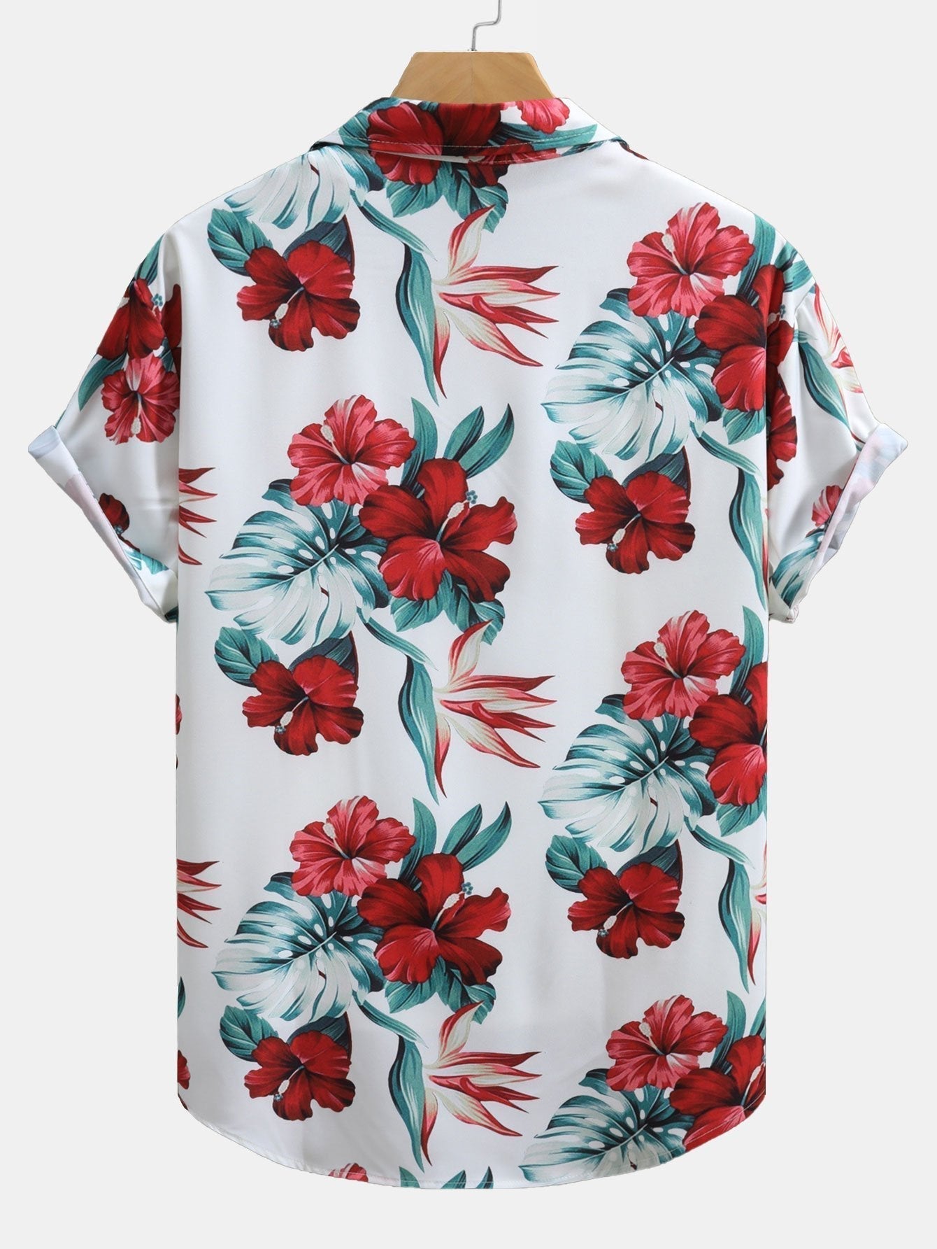 Tropical Floral Print Button Up Shirt