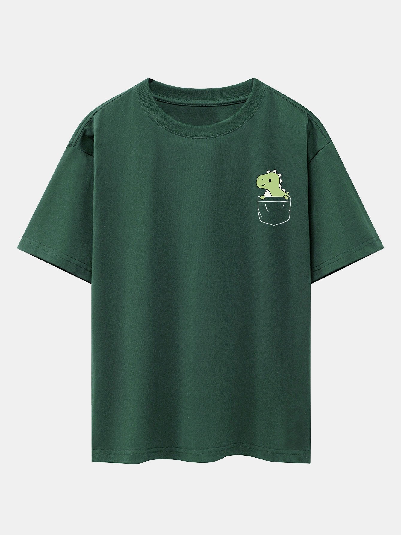 Pocket Dinosaur Print Drop Shoulder Oversize T-Shirt