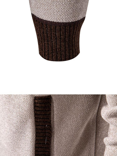 Elk Embroidered Contrast Baseball Collar Sweater