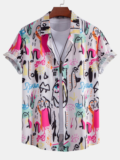 Graffiti Print Button Up Shirt