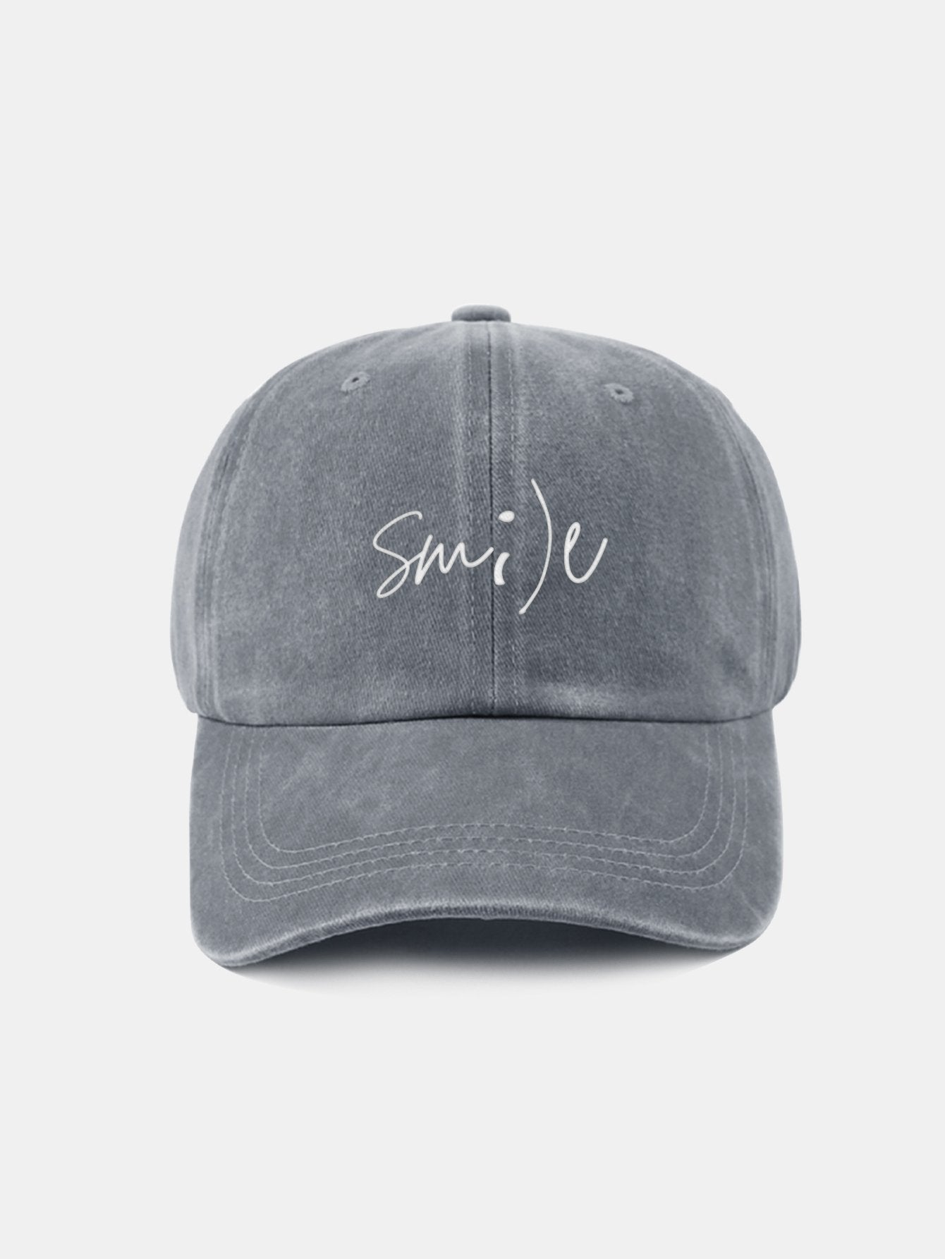 Keep Smiling Letter Casual Versatile Washed Cotton Baseball Cap