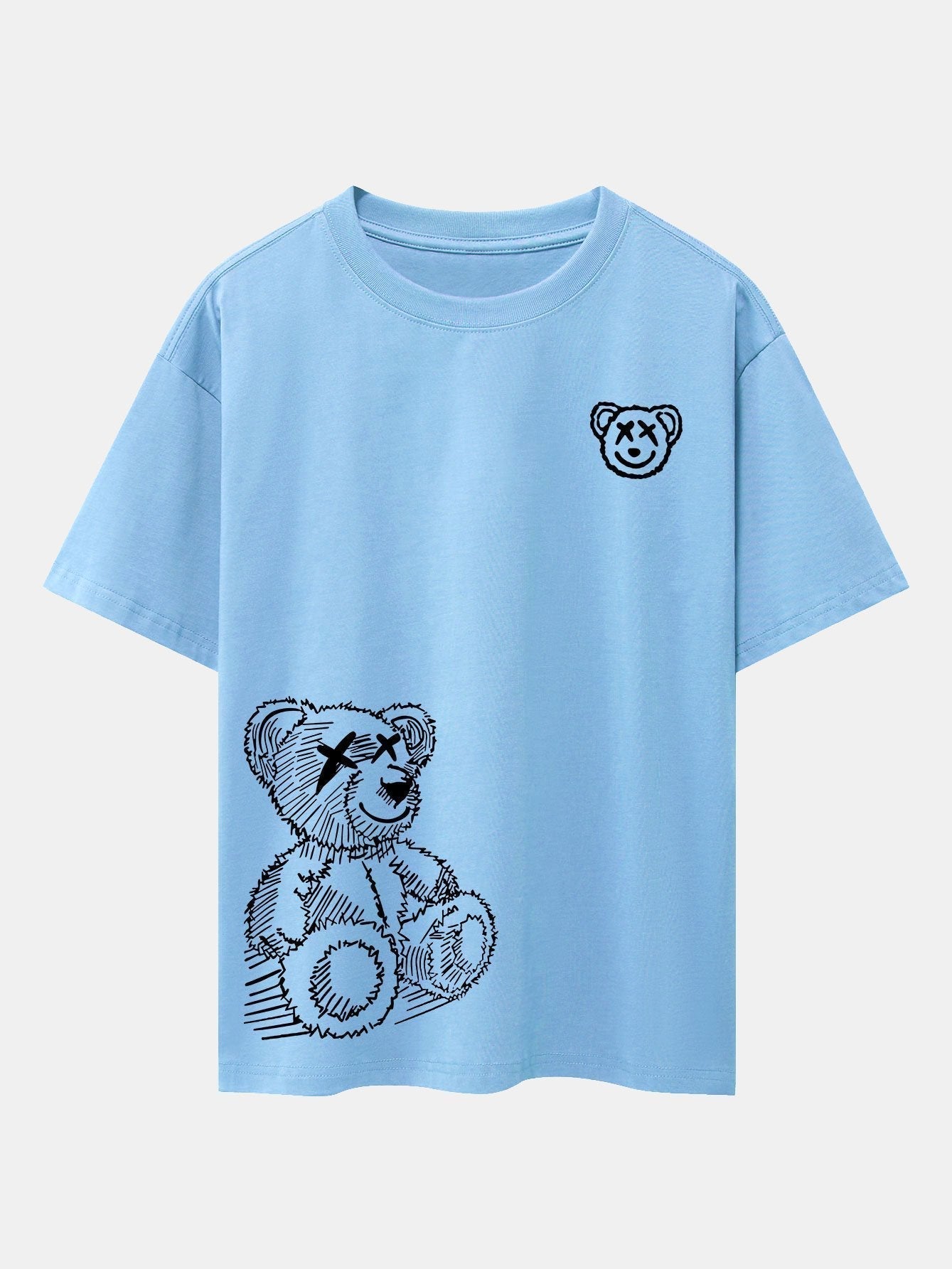 Cartoon Bear Print Drop Shoulder Oversize T-Shirt