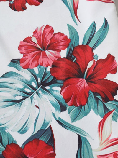 Tropical Floral Print Button Up Shirt