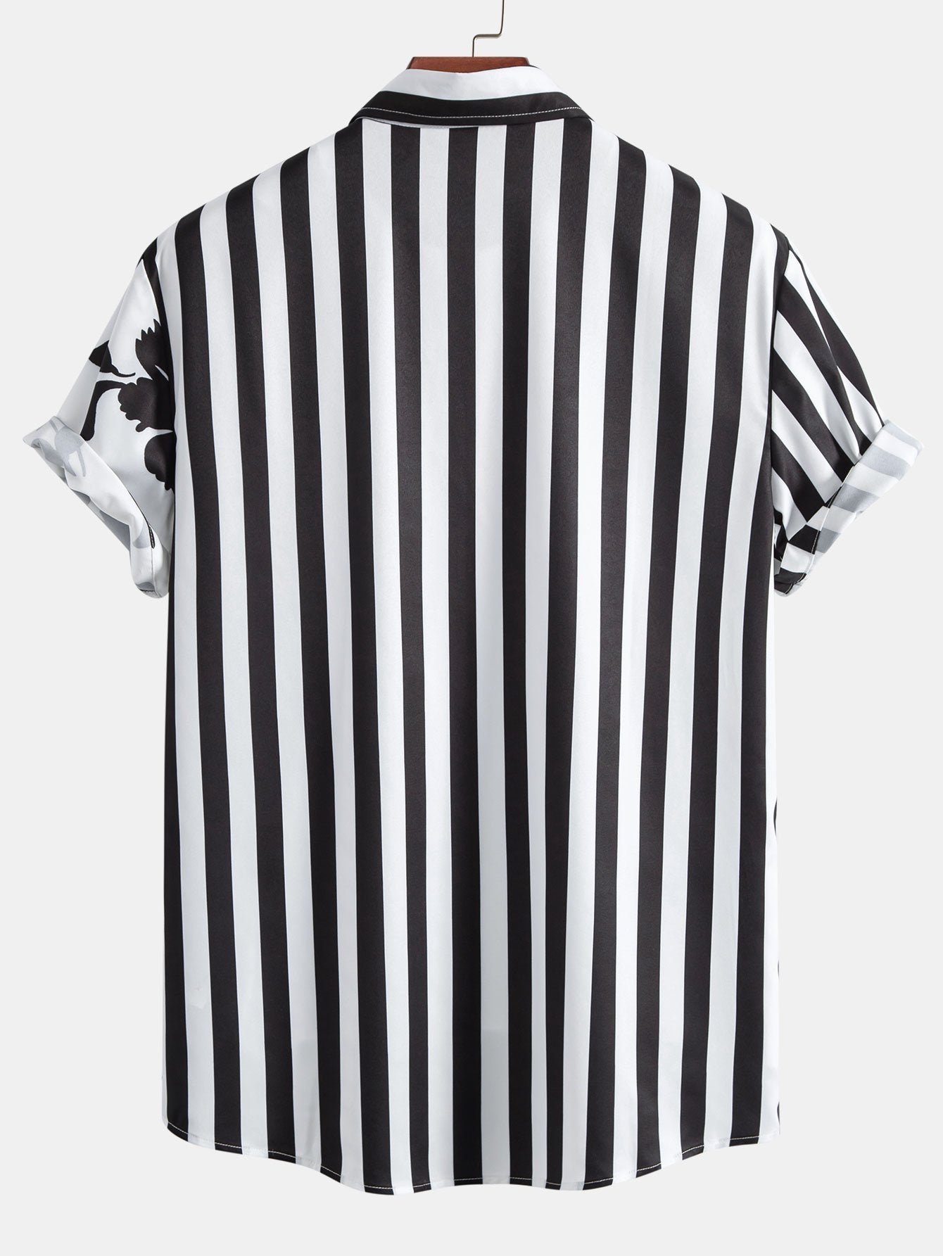 Floral Stripe Patchwork Print Button Up Shirt